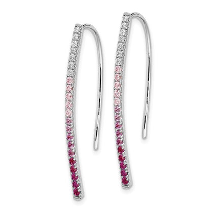 14k White Gold Diamond and Pink Sapphire Earrings