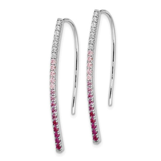 14k White Gold Diamond and Pink Sapphire Earrings