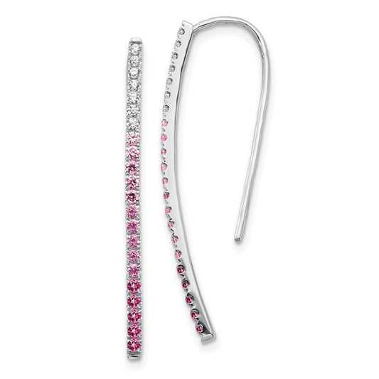 14k White Gold Diamond and Pink Sapphire Earrings