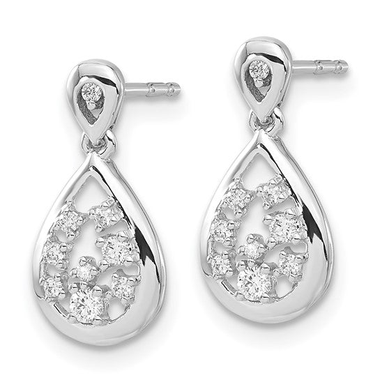 14k White Gold Diamond Post Earrings