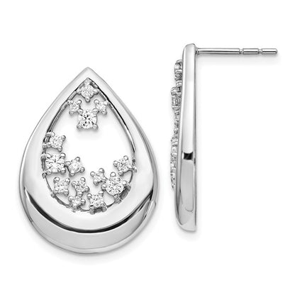 14k White Gold Diamond Post Earrings