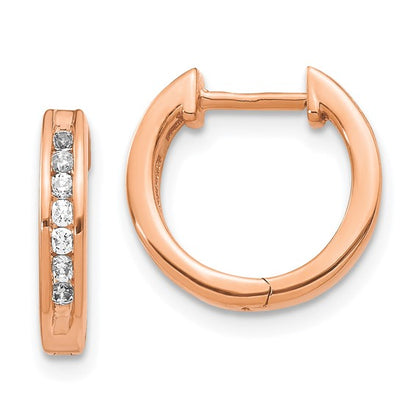 10k Rose Gold Diamond Hinged Hoop Earrings