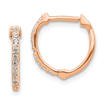 14k Rose Gold Diamond Hinged Hoop Earrings