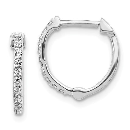 14k White Gold Diamond Hoop Earrings