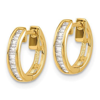 10k Baguette Diamond Hinged Hoop Earrings