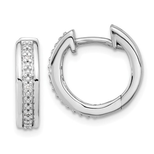 10k White Gold Diamond Complete Hinged Hoop Earrings