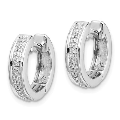 14k White Gold Diamond Complete Hinged Hoop Earrings