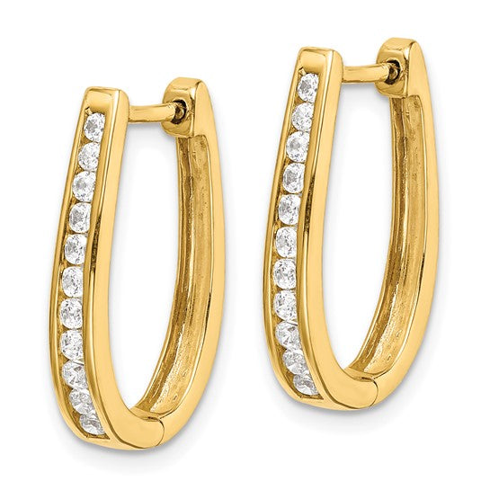 10k Diamond Oval Hinged Hoop Earrings