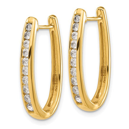 10k Diamond Oval Hinged Hoop Earrings