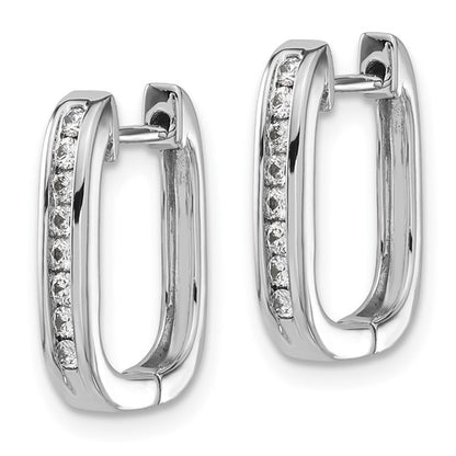 14k White Gold Diamond Complete Hinged Hoop Earrings