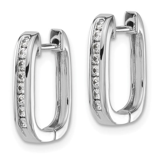 14k White Gold Diamond Complete Hinged Hoop Earrings