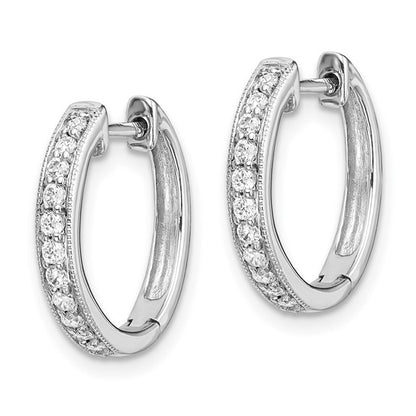 14k White Gold Diamond Hinged Hoop Earrings