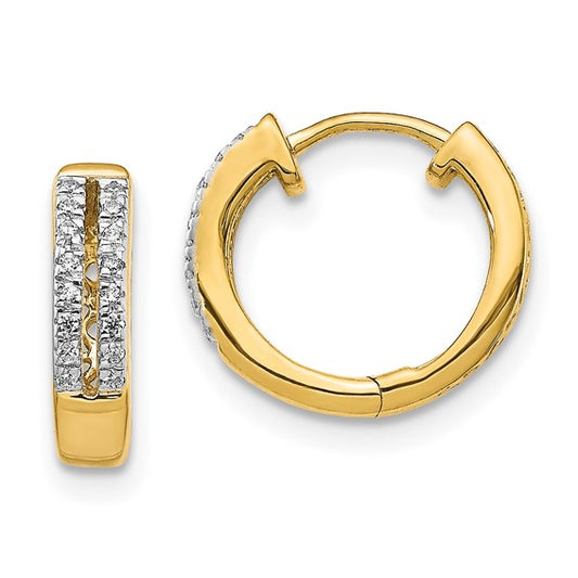 10k Diamond Hinged Round Hoop Earrings