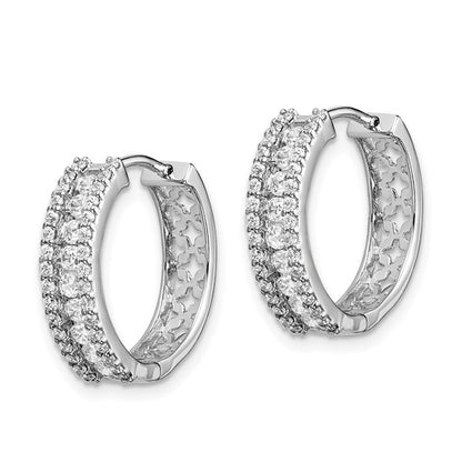 14k White Gold Diamond Hinged Hoop Earrings