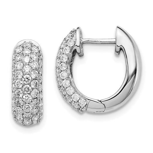 14k White Gold Diamond Hinged Hoop Earrings