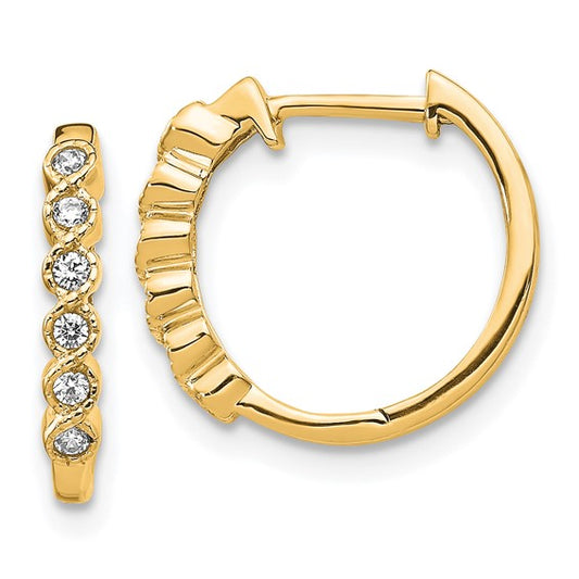 14k Diamond Hinged Hoop Earrings