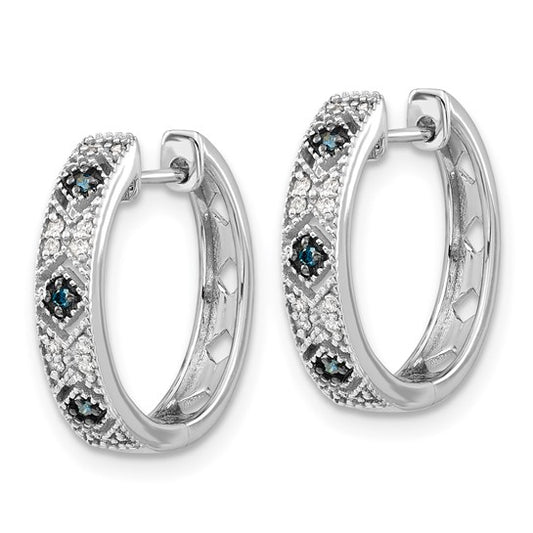 14k White Gold Polished Diamond Teardrop Dangle Post Earrings