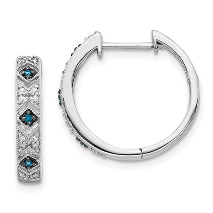 14k White Gold Polished Diamond Teardrop Dangle Post Earrings