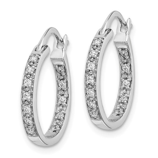 14k White Gold Diamond In/Out Hoop Earrings