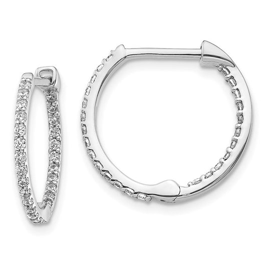 14k White Gold Diamond In/Out Hinged Hoop Earrings