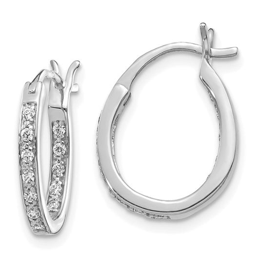 14k White Gold Diamond In/Out Hoop Earrings