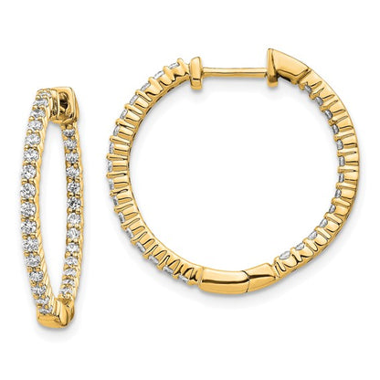 10k Gold Polished Diamond In/Out Hinged Hoop Earrings