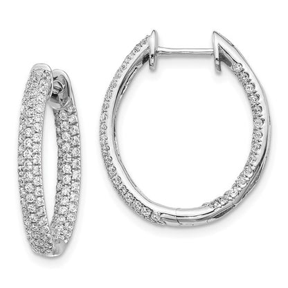 14k White Gold Diamond In/Out Hinged Hoop Earrings