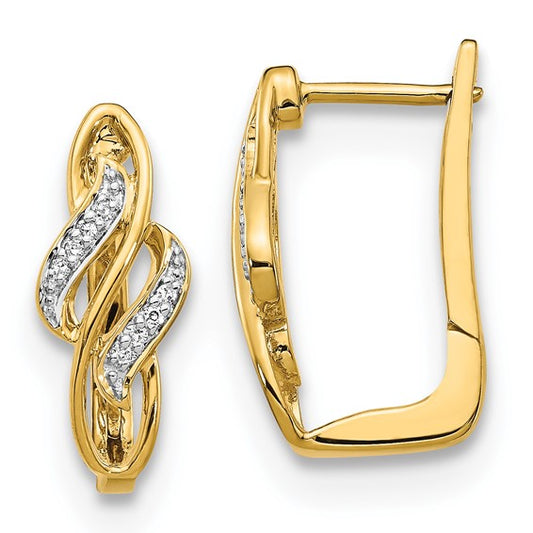 14k Diamond Hinged Hoop Earrings