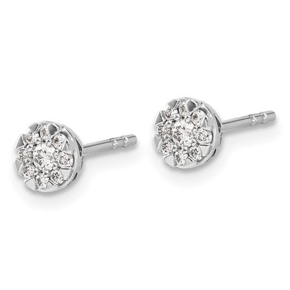 10k White Gold Diamond Cluster Earrings