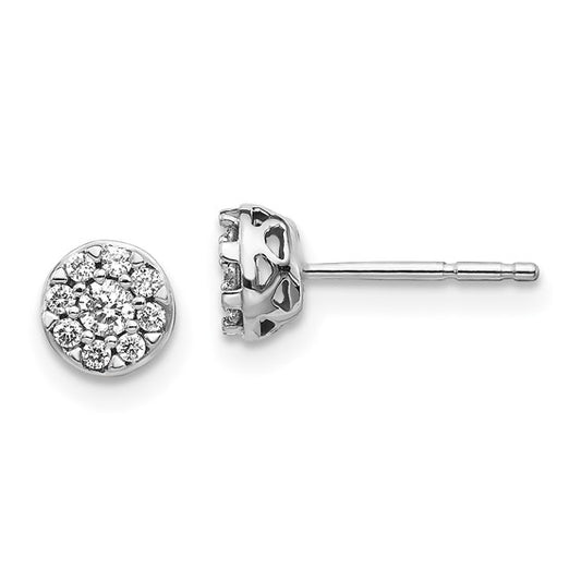 10k White Gold Diamond Cluster Earrings