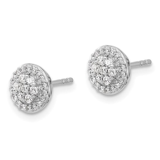 14k White Gold Diamond Cluster Earrings