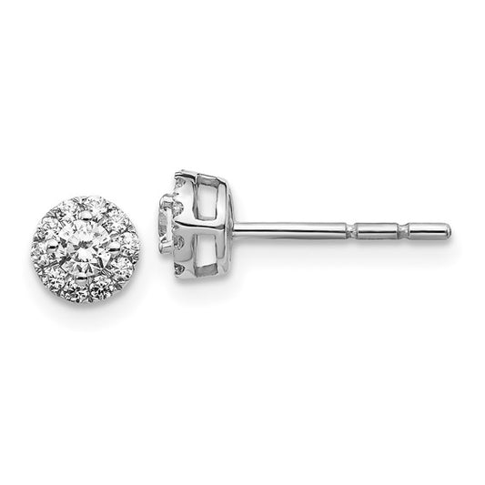 14k White Gold Diamond Cluster Post Earrings
