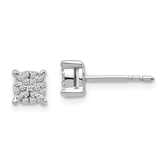 14k White Gold Diamond Cluster Post Earrings