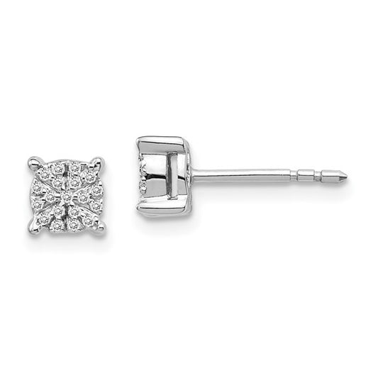14k White Gold Diamond Cluster Post Earrings