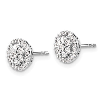 14k White Gold Diamond Cluster Post Earrings