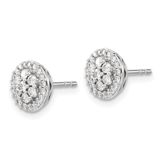 14k White Gold Diamond Cluster Post Earrings