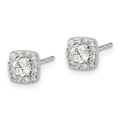 14k White Gold Square Cluster Diamond Earrings