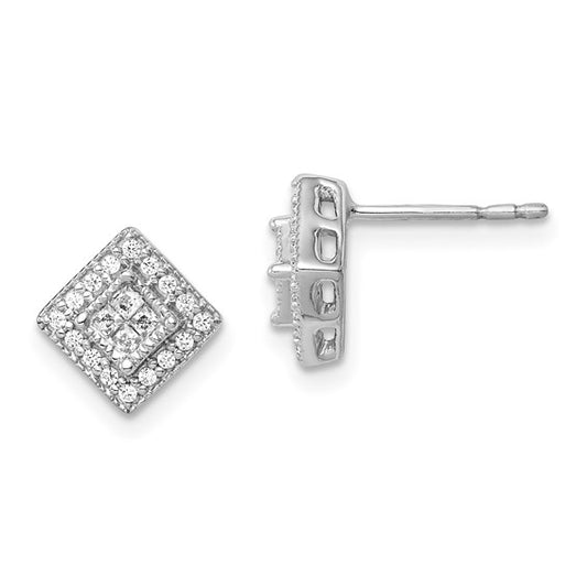 14k White Gold Diamond Post Earrings