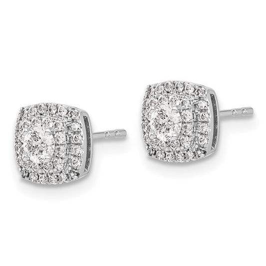 14k White Gold Diamond Halo Post Earrings
