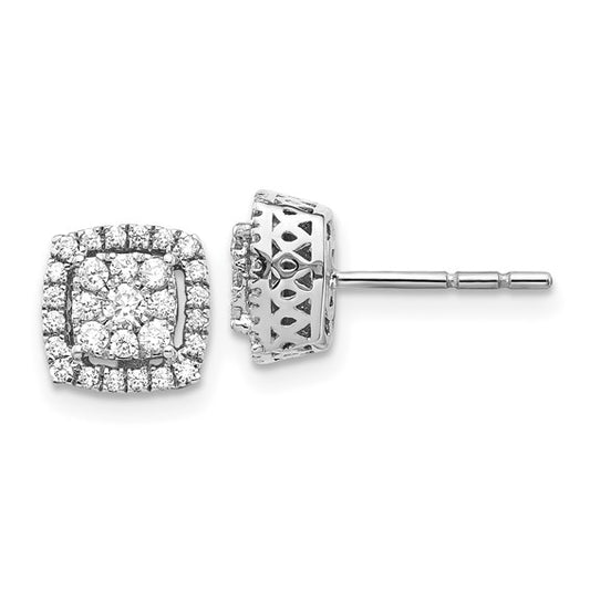 14k White Gold Diamond Post Earrings