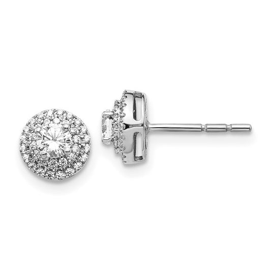 14k White Gold Diamond Cluster Post Earrings