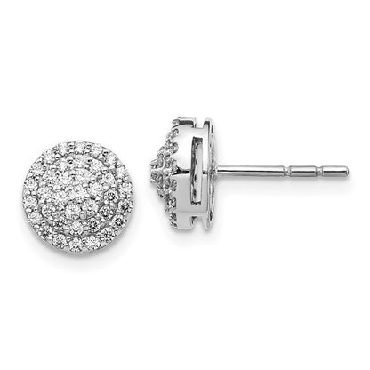 14k White Gold Diamond Round Cluster Post Earrings
