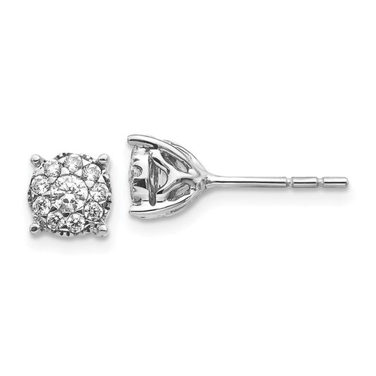 14k White Gold Diamond Cluster Post Earrings