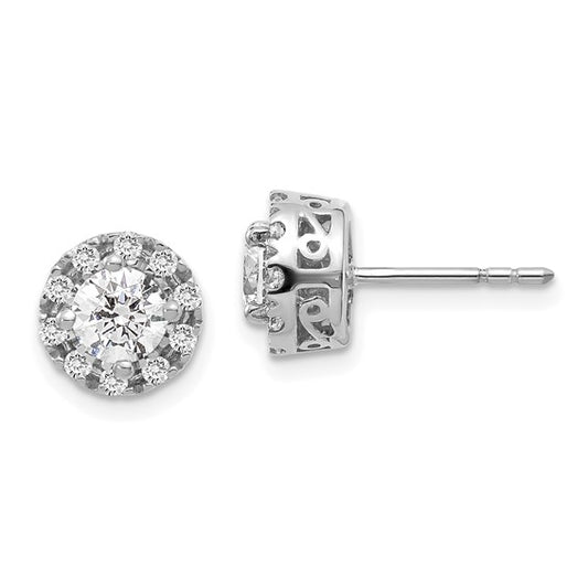 14k White Gold Diamond Semi-mount Stud Earrings