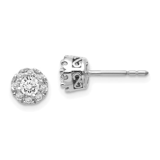 14k White Gold Diamond Semi-mount Stud Earrings