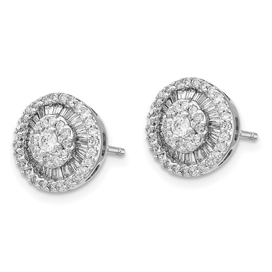 14k White Gold Diamond Cluster Post Earrings