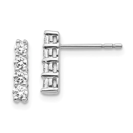 14k White Gold 4-stone Diamond Post Earrings