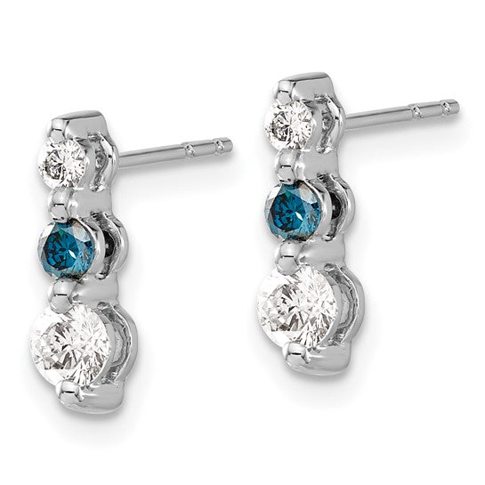 14k White Gold Blue/White Diamond Earrings