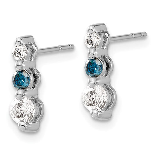 14k White Gold Blue/White Diamond Earrings