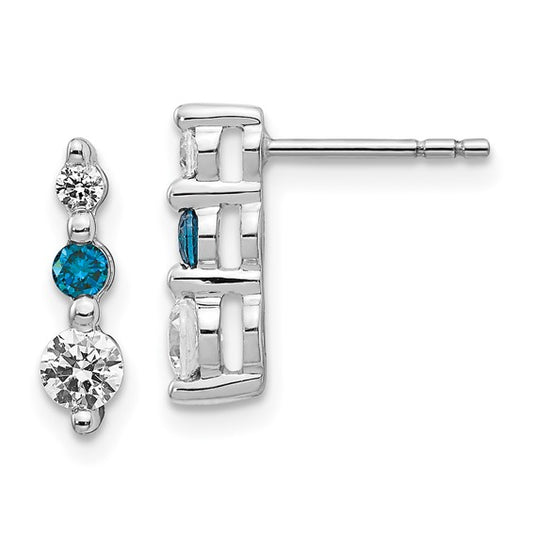14k White Gold Blue/White Diamond Earrings